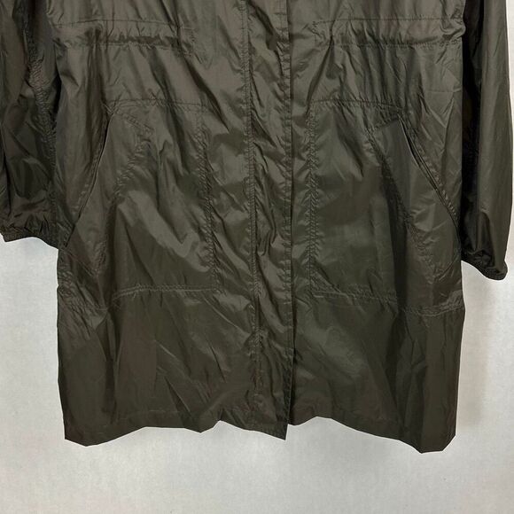 Carly Jean Los Angeles Rain Coat Jacket Shell Windbreaker with Hood Long Adjusta - Picture 3 of 11